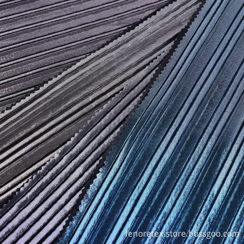 Polyester Knitted Gradient Color Foil Print Pleated Fabric
